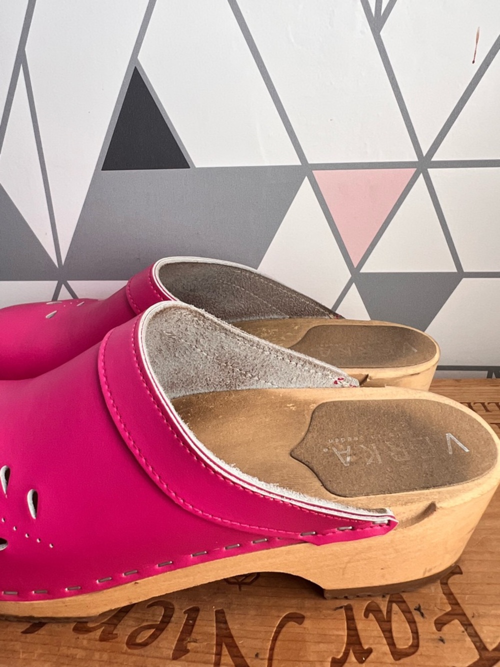 Verka Swedish Pink Leather Slip-On Clog/Mules - Picture 9 of 14
